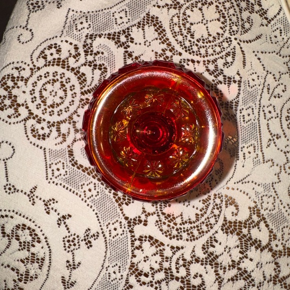 8" LE SMITH VINTAGE AMBERINA MOON & STAR EPERGNE - Picture 4 of 5